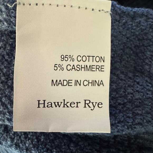 Hawker Rye Cotton Cashmere Crewneck Sweater Pullover Blue NWT Size XL - Picture 9 of 9